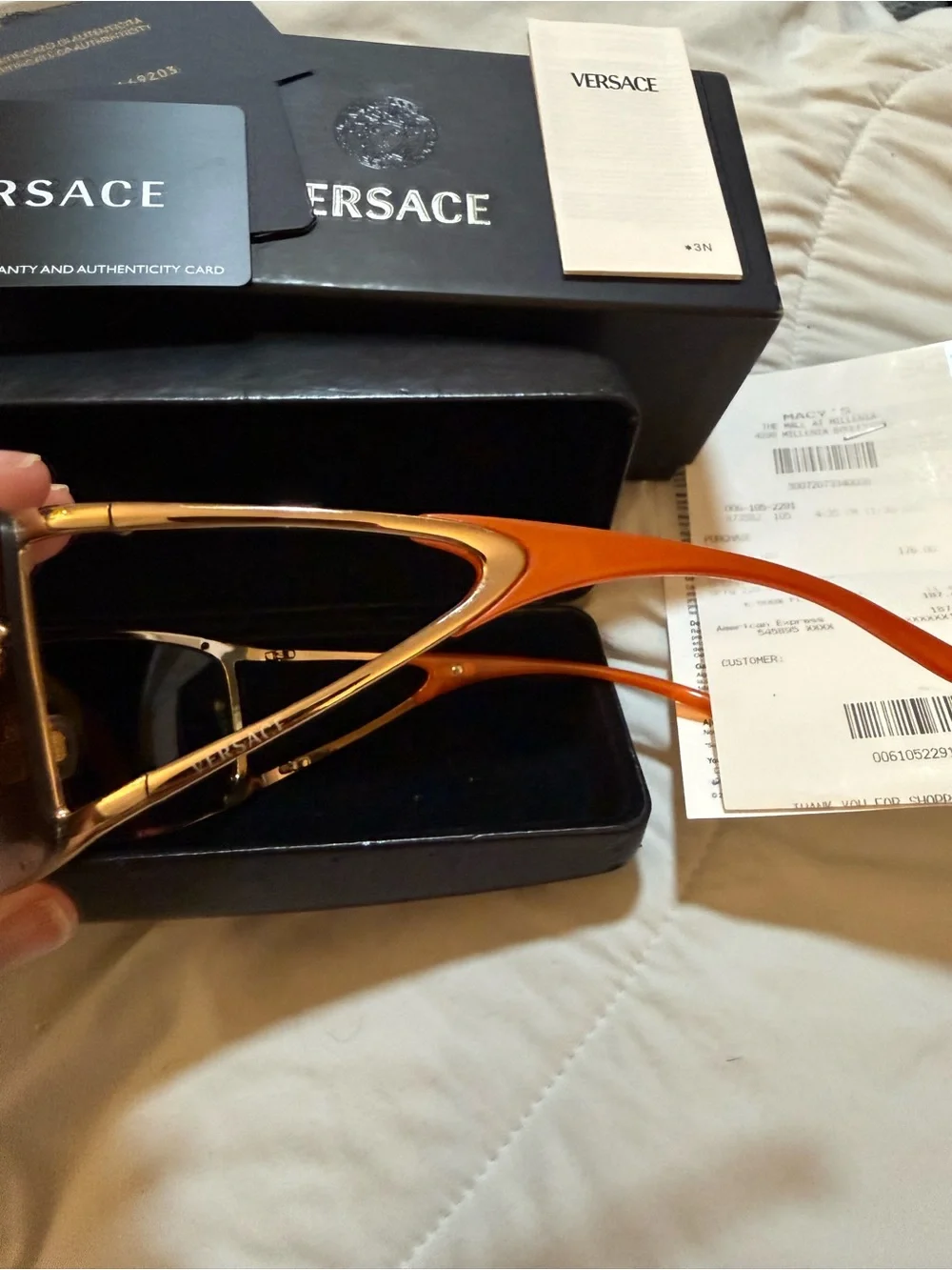 Versace Women’s Gold-Tone Rimless Brown Gradient Shield Sunglasses